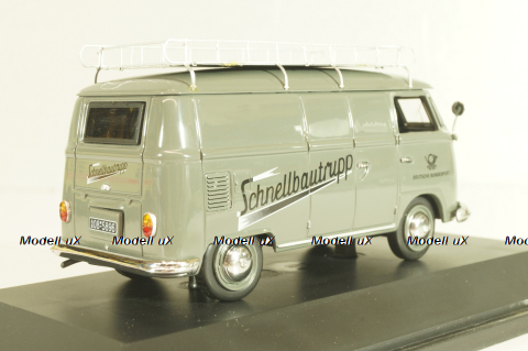 Volkswagen T1 Transporter "Schnellbautrupp" 1950, van with roof rack, grey, Schuco 1:43