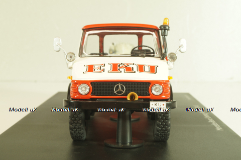 Mercedes-Benz Unimog 406 vith trailer TSA 8 EKU fire engine, red, 03158, Schuco 1:43
