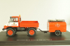 Mercedes-Benz Unimog 406 vith trailer TSA 8 EKU fire engine, red, 03158, Schuco 1:43
