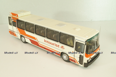 Икарус-250.70 Интурист, белый с красными пролосами, 04023, Demprice 1:43