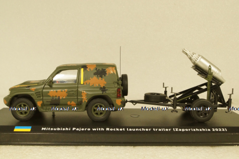 Mitsubishi Pajero c прицепом РСЗО, Тероборона г. Запорожье 2022, TruckTyr 1:43