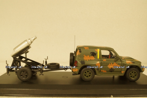 Mitsubishi Pajero c прицепом РСЗО, Тероборона г. Запорожье 2022, TruckTyr 1:43