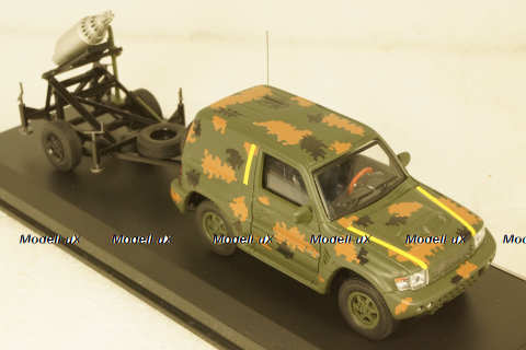 Mitsubishi Pajero c прицепом РСЗО, Тероборона г. Запорожье 2022, TruckTyr 1:43