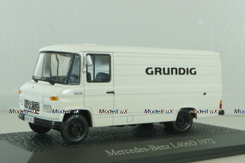 Mercedes L406D delivery bus "Grundig" 1972, white, Atlas 1:43