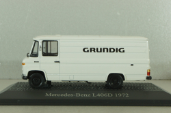 Mercedes L406D delivery bus "Grundig" 1972, white, Atlas 1:43