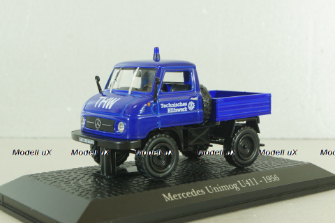 Mercedes Unimog U411 THW 1956, Blue, Atlas 1:43