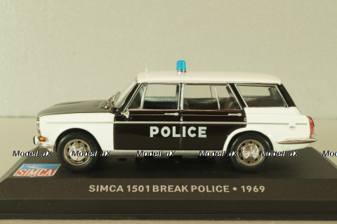 Simca 1501 Break Police 1969, white/black, Altaya 1:43