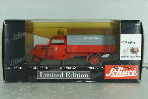 Tempo Hanseat Planetwagen "150 years Berline fire brigade" 1955, Fire Truck, red, 02214, Schuco 1:43