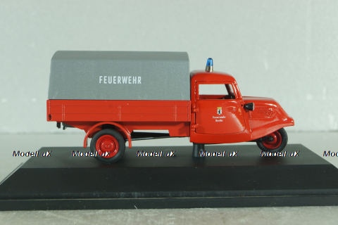 Tempo Hanseat Planetwagen "150 years Berline fire brigade" 1955, Fire Truck, red, 02214, Schuco 1:43