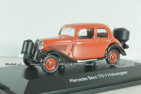 Mercedes-Benz 170V (W136) with Wood Gasifier 1937, red, 450246600, Schuco 1:43