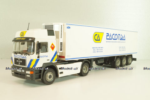 Man 19.502 truck with semi-trailer "Paconsa" 1991 white, Camiones y Autobuses #77, Altaya 1:43