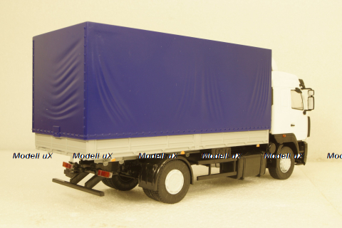 МАЗ-5340 бортовой с тентом, белый/синий, 101180, АвтоИстория 1:43