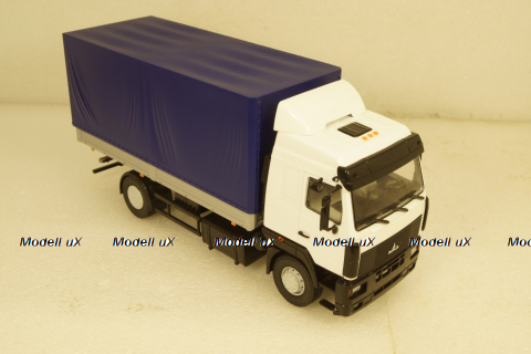 МАЗ-5340 бортовой с тентом, белый/синий, 101180, АвтоИстория 1:43