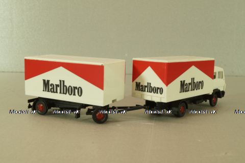 Mercedes 1320 with trailer Marlboro, white, 84101, Praline 1:87