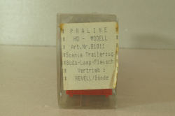 Mercedes LP 1632 with semi trailer Karamalz, yellow/red, 7832, Brekina 1:87