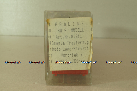 Mercedes LP 1632 with semi trailer Karamalz, yellow/red, 7832, Brekina 1:87