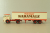 Mercedes LP 1632 with semi trailer Karamalz, yellow/red, 7832, Brekina 1:87