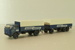 Henschel HS 16 with trailer 3-axel, Dachser Spedition, blue, 8251, Brekina 1:87