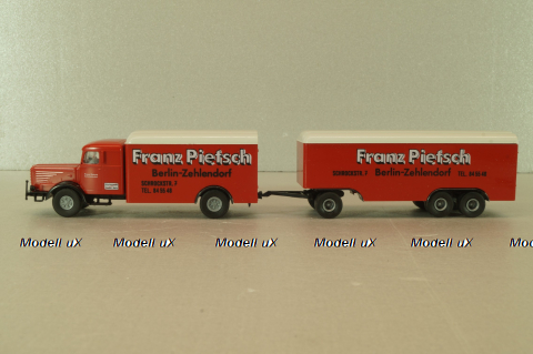 Bussing 8000 with trailer 3-axle, Franz Piefsch, red, 7499, Brekina 1:87