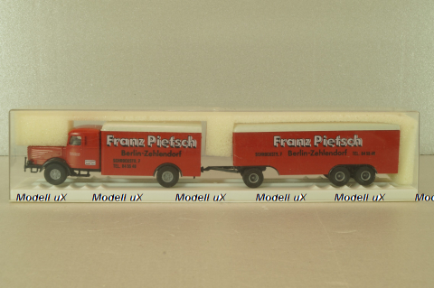 Bussing 8000 with trailer 3-axle, Franz Piefsch, red, 7499, Brekina 1:87