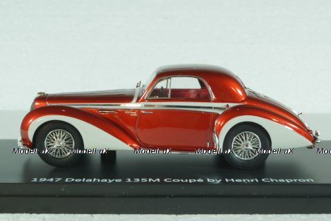 Delahaye 135M 3 Window Coupe by Henri Chapron 1947, Red, EMEU43017B,  ESVAL Model 1:43