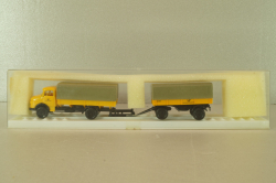 Mercedes LP911 with trailer Deutsche Bundespost, yellow, Brekina 1:87