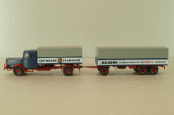 Bussing 8000 with trailer 3-axel, Lastwagen, blue, Brekina 1:87