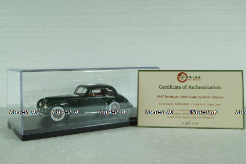 Delahaye 135 5 Window Coupe Henri Chapron 1947, GREEN, EMEU43017D,  ESVAL Model 1:43