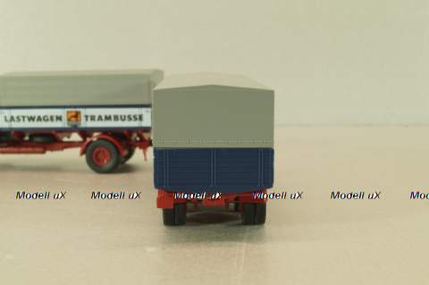Bussing 8000 with trailer 3-axel, Lastwagen, blue, Brekina 1:87