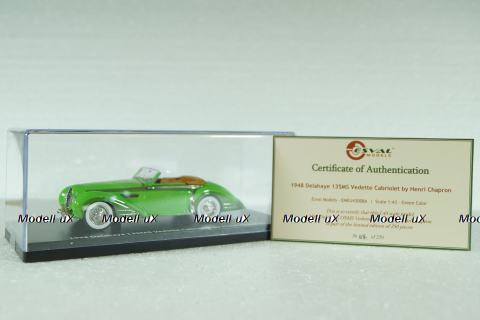 Delahaye 135MS Vedette Cabriolet Henri Chapron Resin Model 1948, green, EMEU43017A, ESVAL Model 1:43