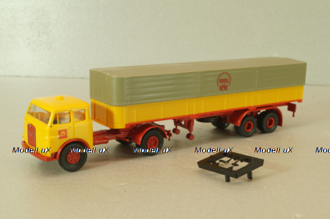 MAN 10.212 with semi trailer Shell, yellow/red, 7832, Brekina 1:87 
