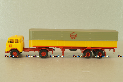 MAN 10.212 with semi trailer Shell, yellow/red, 7832, Brekina 1:87 