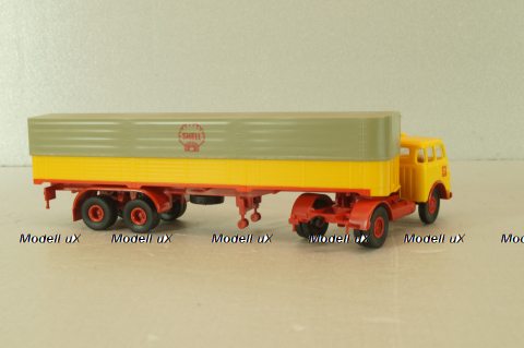 MAN 10.212 with semi trailer Shell, yellow/red, 7832, Brekina 1:87 
