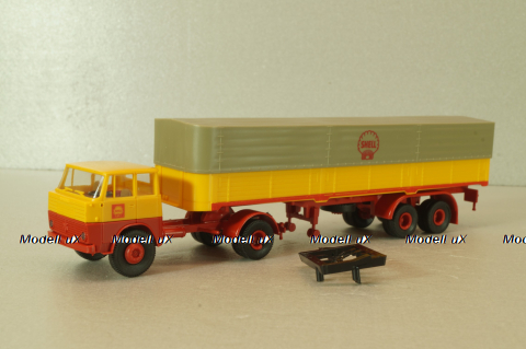 Henschel HS 16 TS with semi trailer Shell, yellow/red, 8223, Brekina 1:87