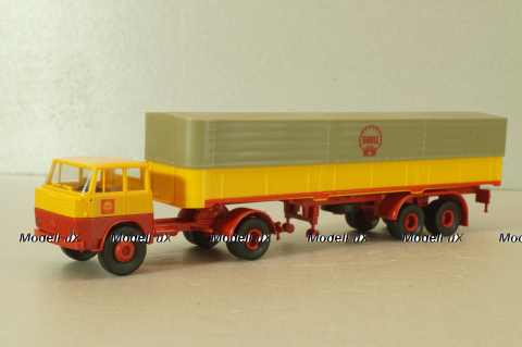 Henschel HS 16 TS with semi trailer Shell, yellow/red, 8223, Brekina 1:87