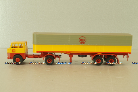 Henschel HS 16 TS with semi trailer Shell, yellow/red, 8223, Brekina 1:87