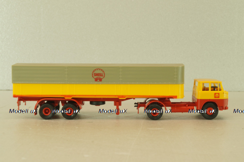 Henschel HS 16 TS with semi trailer Shell, yellow/red, 8223, Brekina 1:87