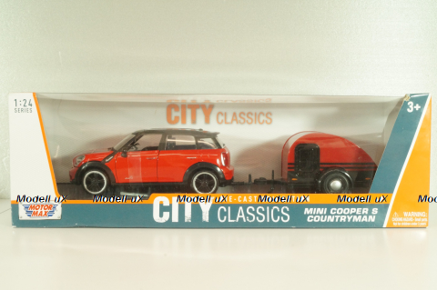Mini Cooper S Countryman with camper 2010, red/black, 79761, MotorMax 1:24