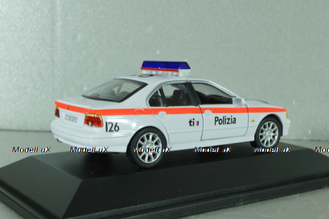 BMW 525 (E39) Polizia Canton Ticino, Switzerland 2001, white, ADPOLC007, Cararama 1:43