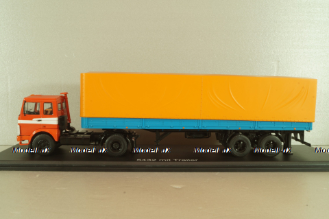 Маз-5432 тягач с п/прицеп Маз-93971 1983, красный/синий,  47050, Premium Classixxs 1:43