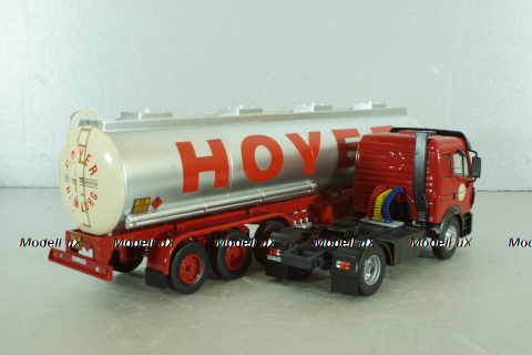 Mercedes-Benz SK 1844 with trailer Hoyer 1994, red/silver, TTR001, IXO 1:43