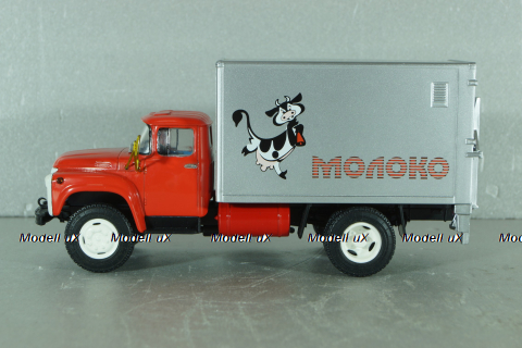 У-165 изотермический фургон на шасси Зил-138, красный/серебро, Наши Грузовики + АвтоИстория 1:43 