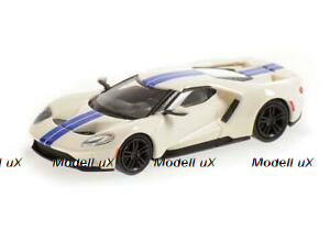 Ford GT 2018 white/blue, 870088020, Minichamps 1:87